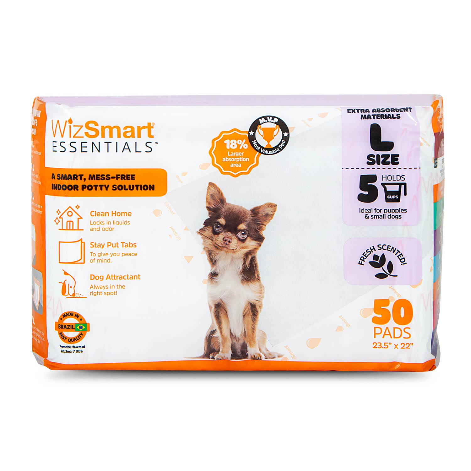 WizSmart Essentials Pads, Large, 50 count, Fresh Scented